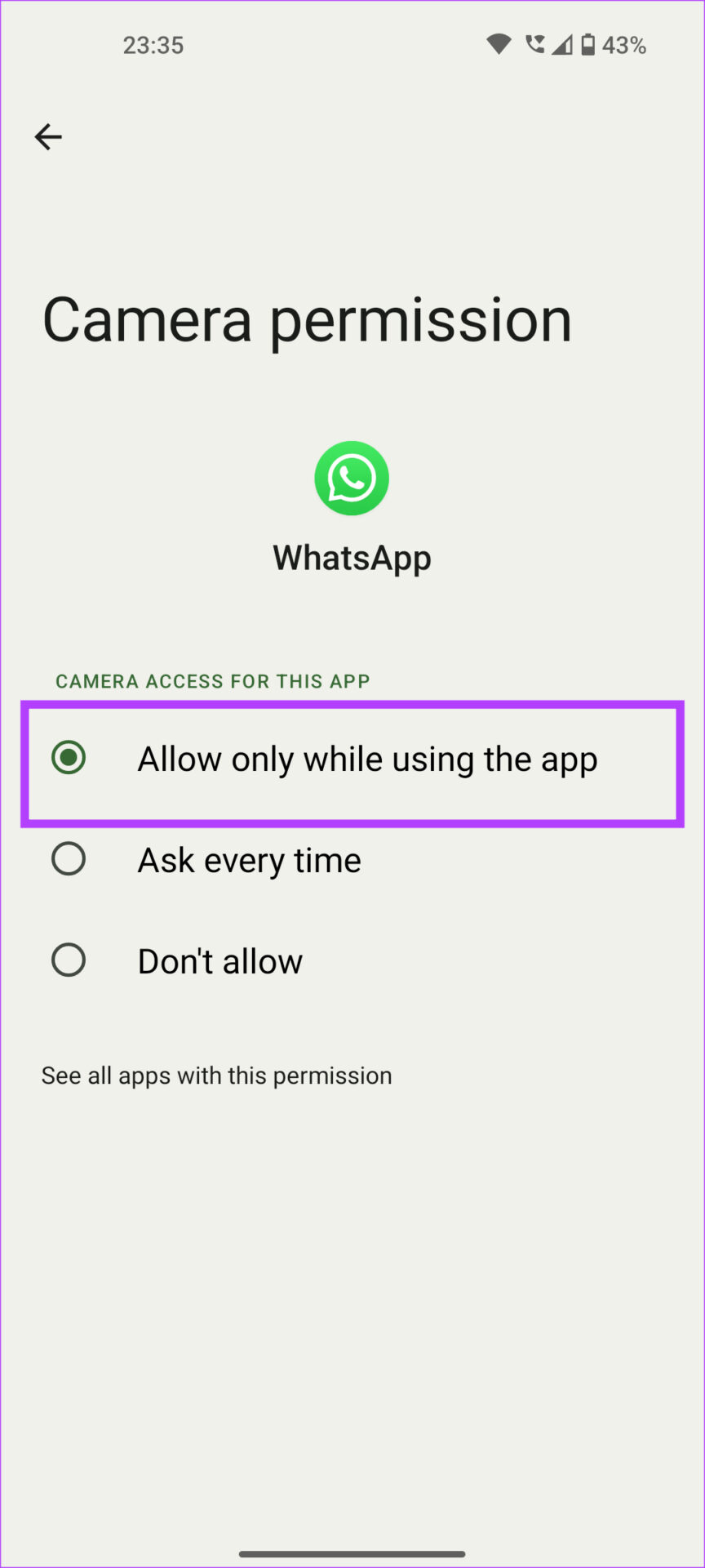 allow while using the app