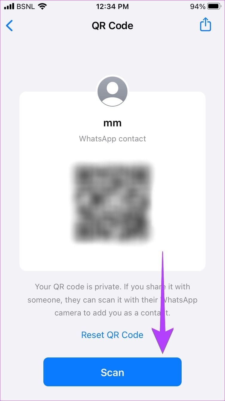 WhatsApp iPhone QR Code Scan