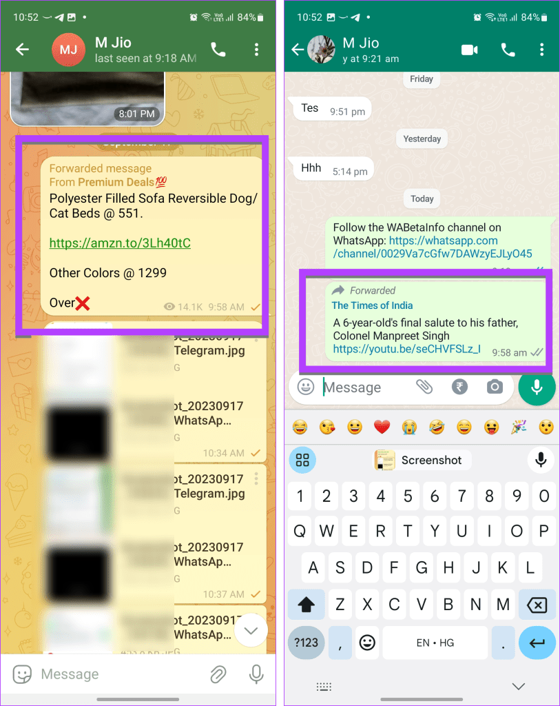 WhatsApp telegram channel forward message