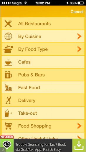 Where To Eat Categories