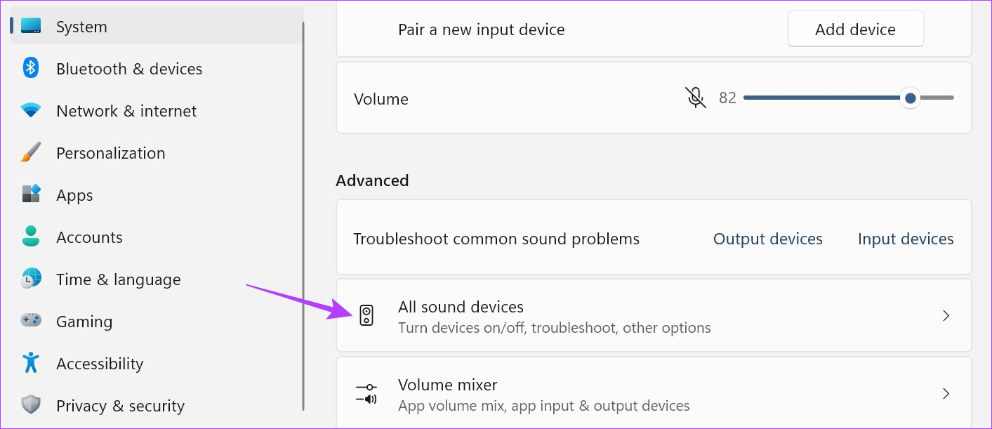 Click on All sound devices