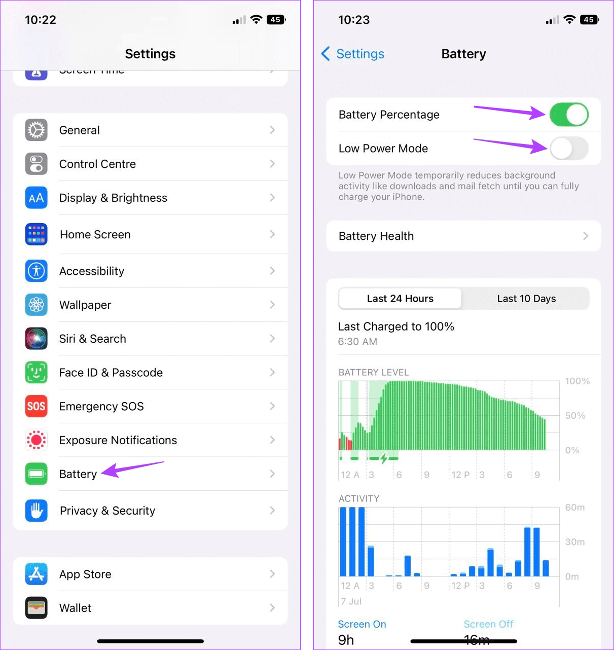 Enable Battery Percentage