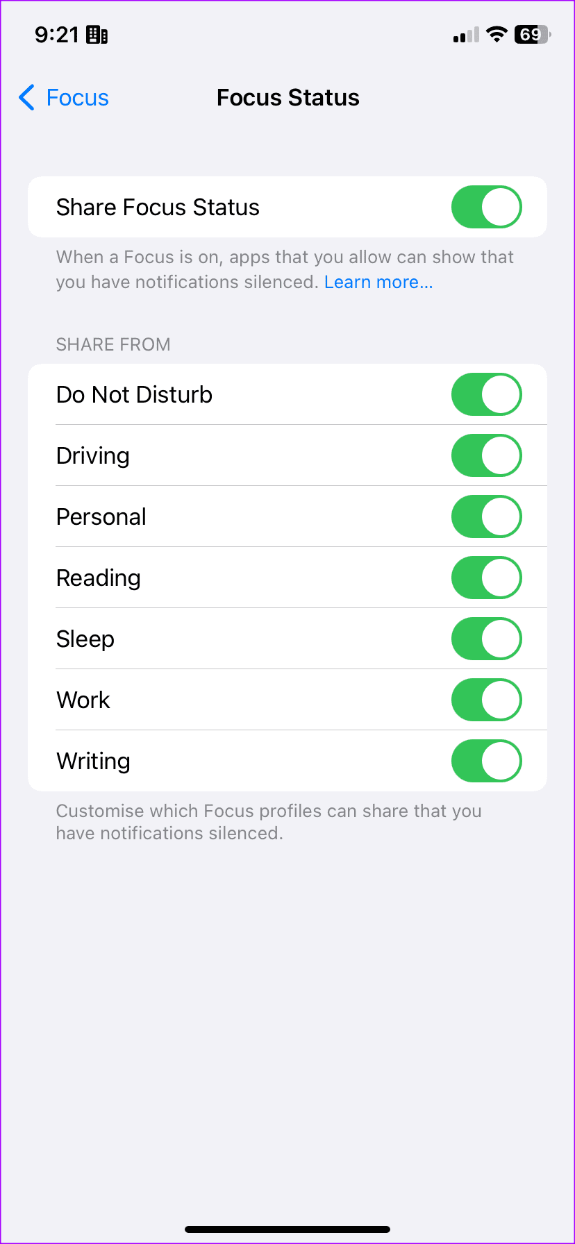 Customize which Focus profiles
