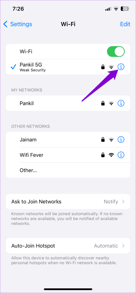 Wi Fi Properties on iPhone 1