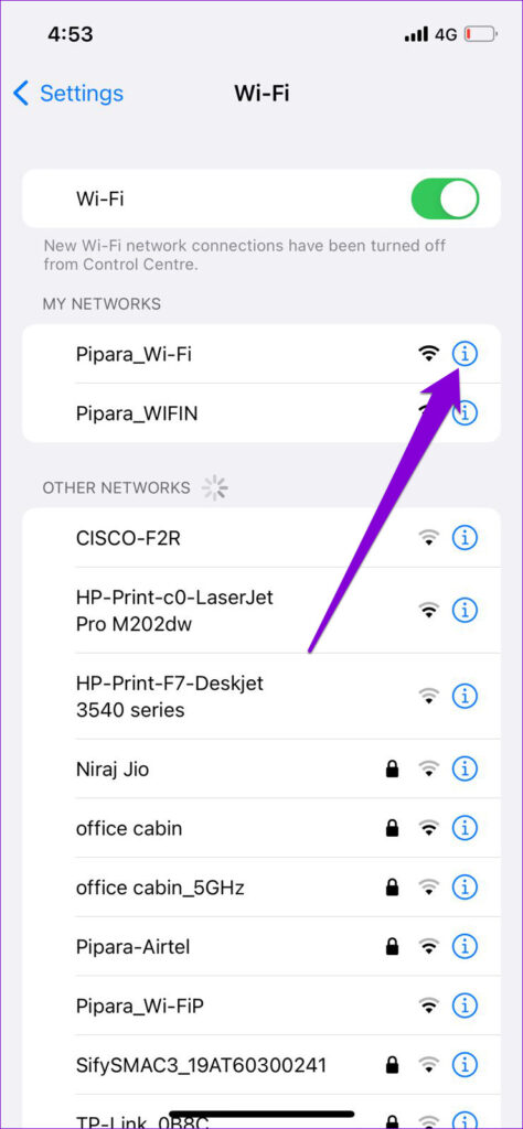 Wi-Fi Properties on iPhone