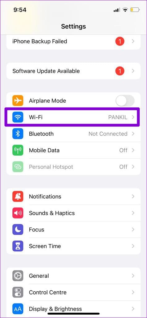 Wi-Fi Settings on iPhone