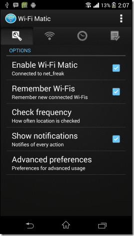 Wi Fi Matic Start Screen
