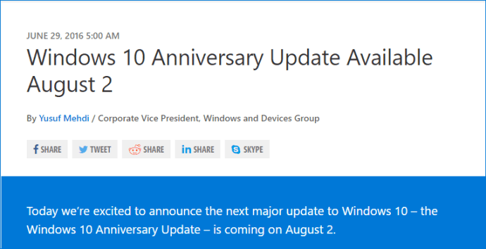 Win10 Anniversary Update