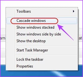 Win7 Cascade windows option