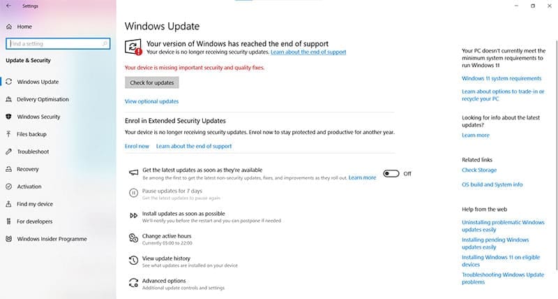 Windows 10 ESU Option Not Showing – What to Do 2