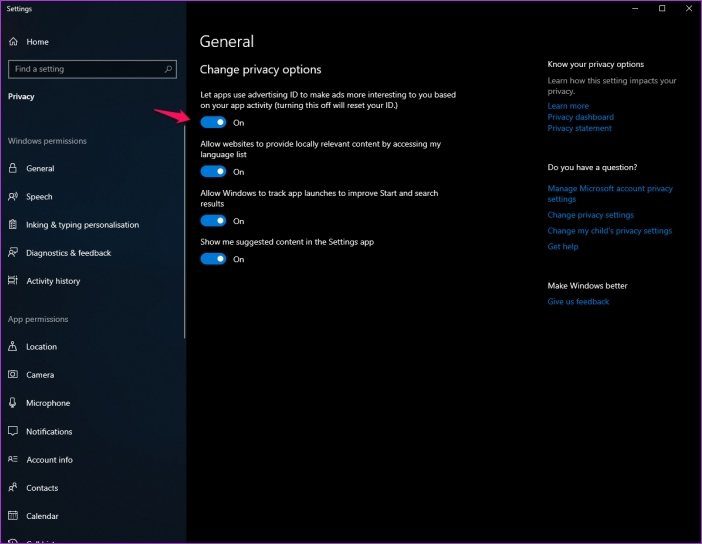 Windows 10 Privacy Settings 6