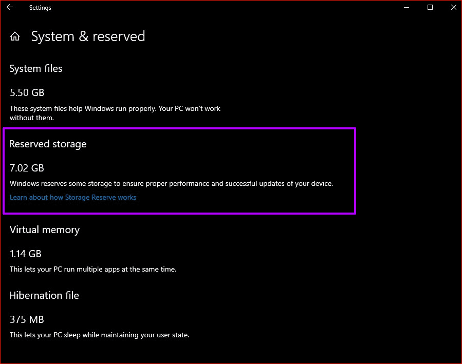 Windows 10 Reserved Storage Disable 1