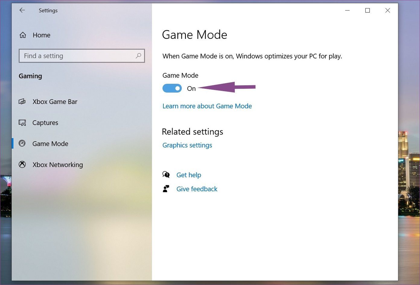 Windows 10 game mode