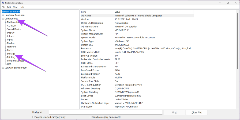 Windows PC System Info Storage