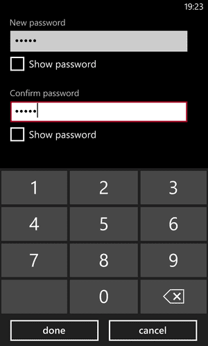 Windows Phone Set Password
