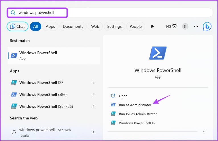 Windows PowerShell in Start Menu