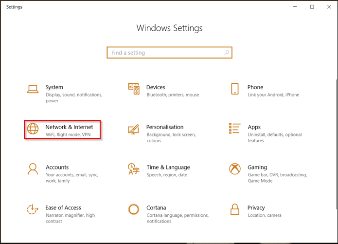 Windows Settings Network And Internet