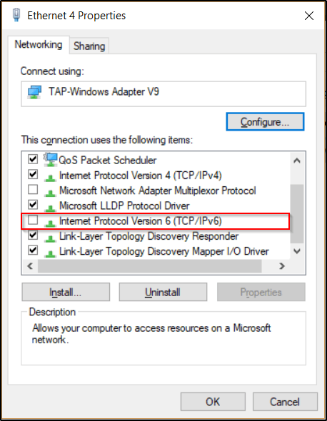 Windows Tap Ipv6 Disable
