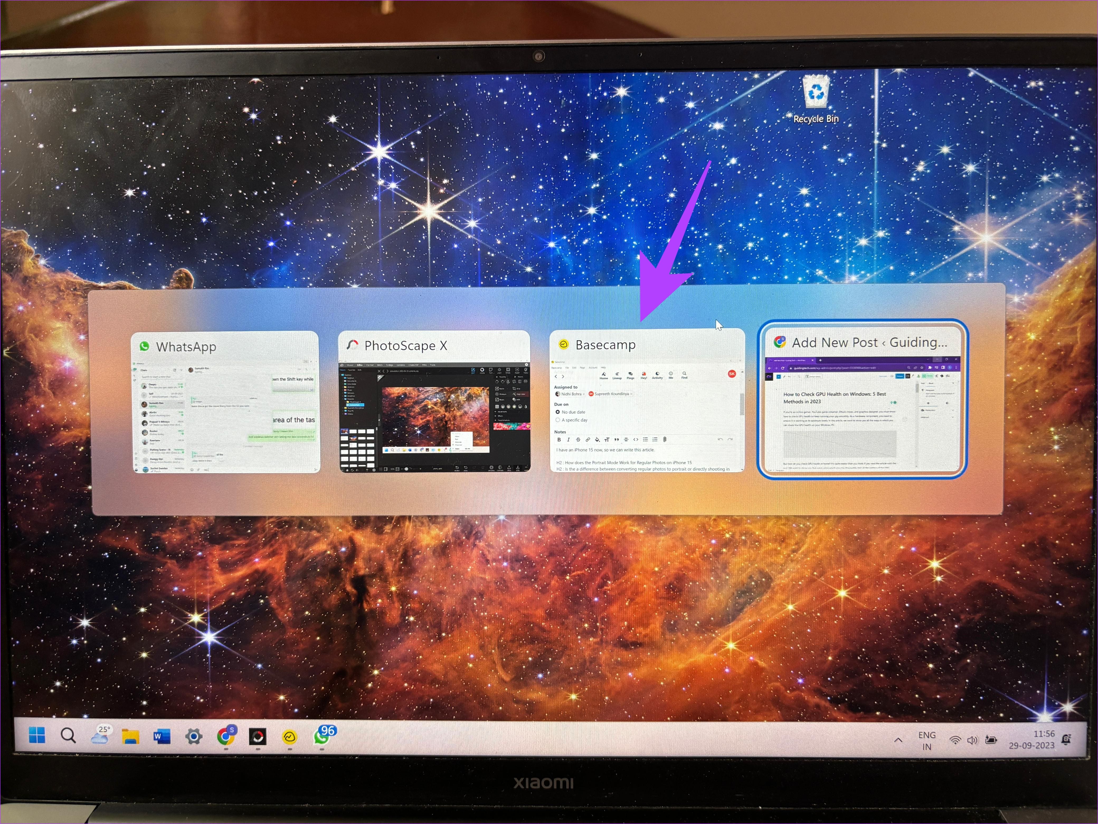 Windows bring on screen 7