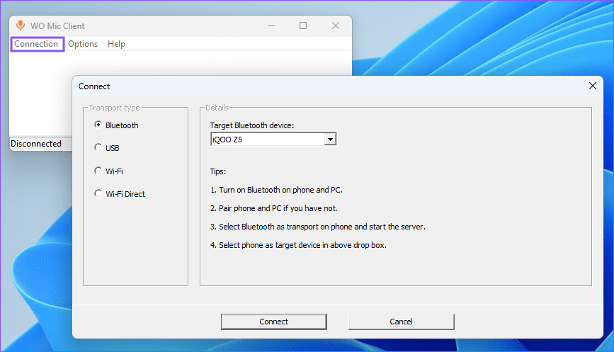 Wo Mic Desktop Phone Connection