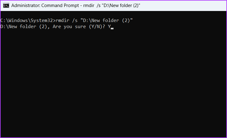 Y command in CMD