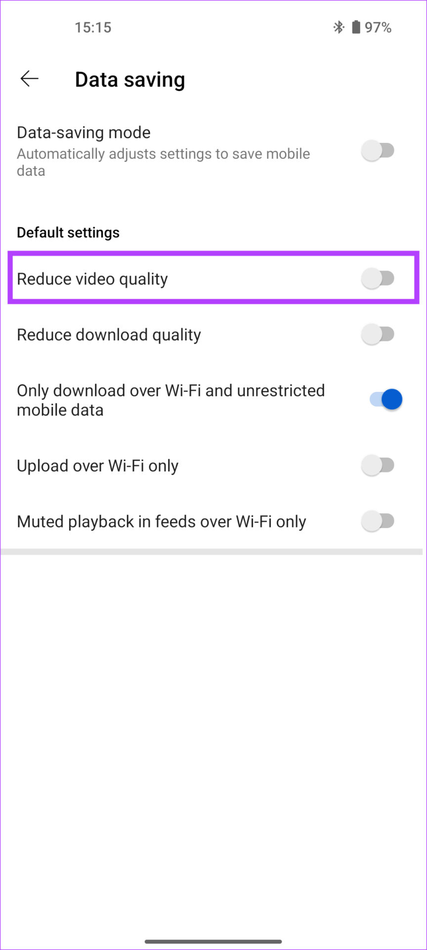 reduce video quality disable