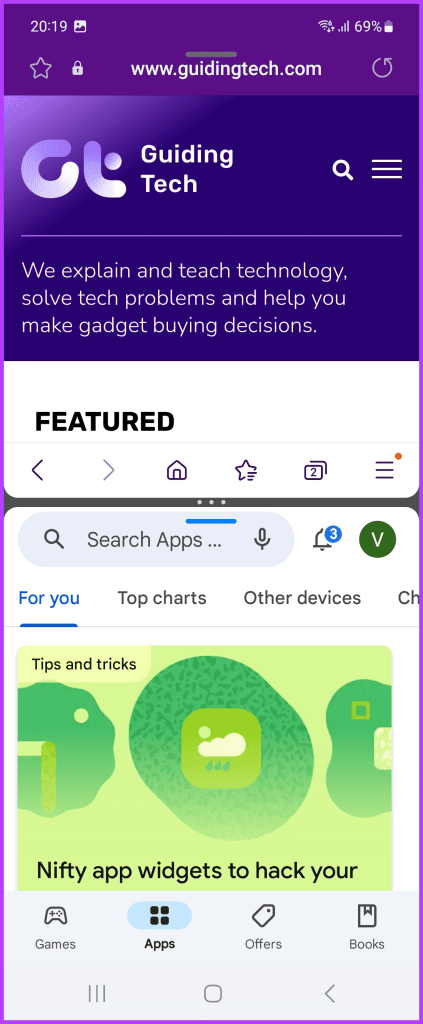 You can then select the second app you wish to open in the split screen view