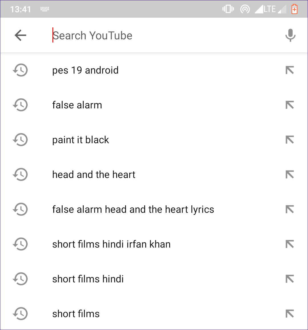 You Tube Android Search Screenshot