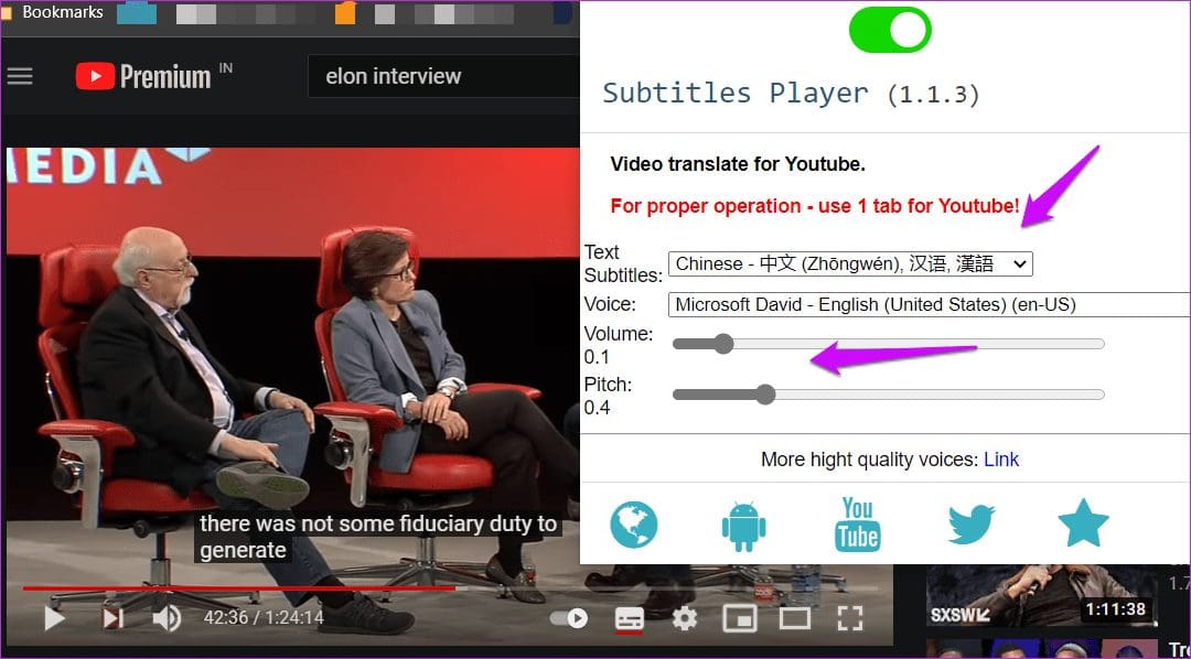 You Tube Subtitle Translator Chrome Extensions 21