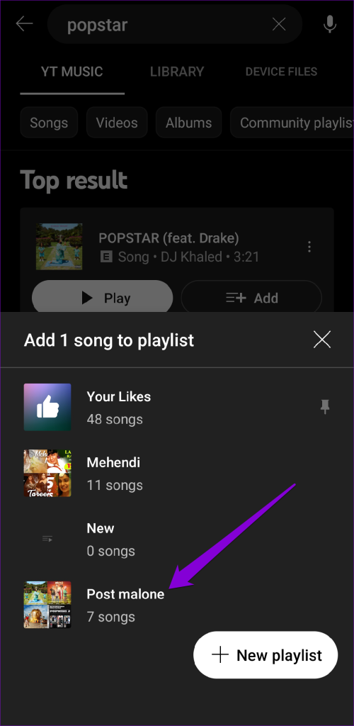 Your Playlists in YT Music App