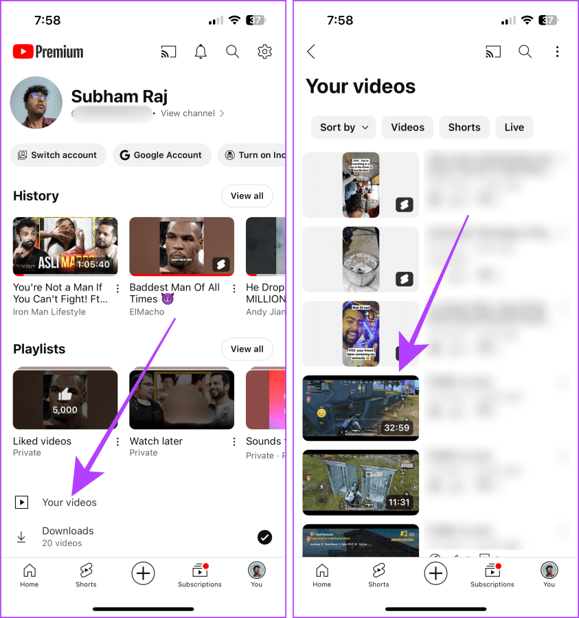 Your Uploaded Videos on YouTube