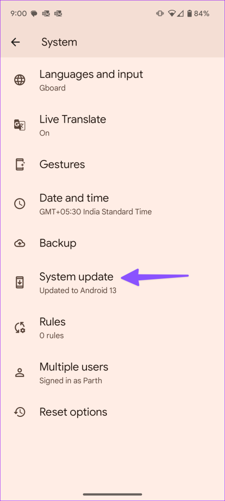 System update on Android
