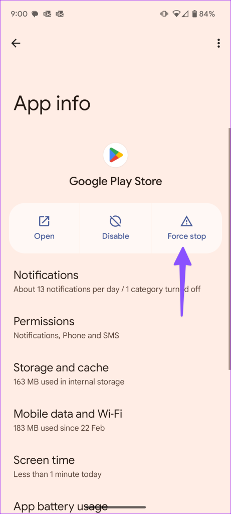 Force stop play store