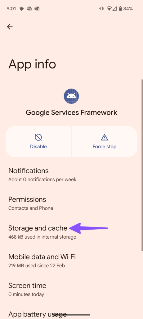 storage and cache for Google services framework