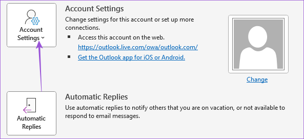 account settings outlook windows 11