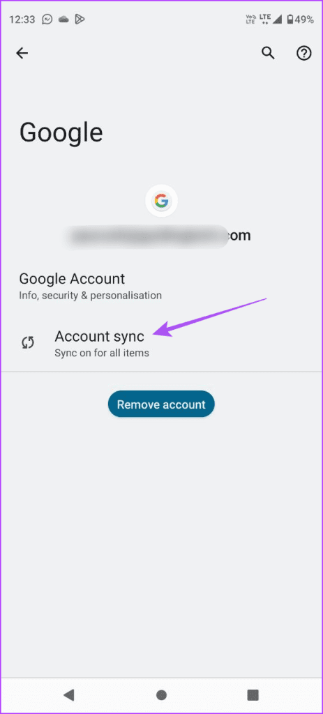 account sync google account settings android