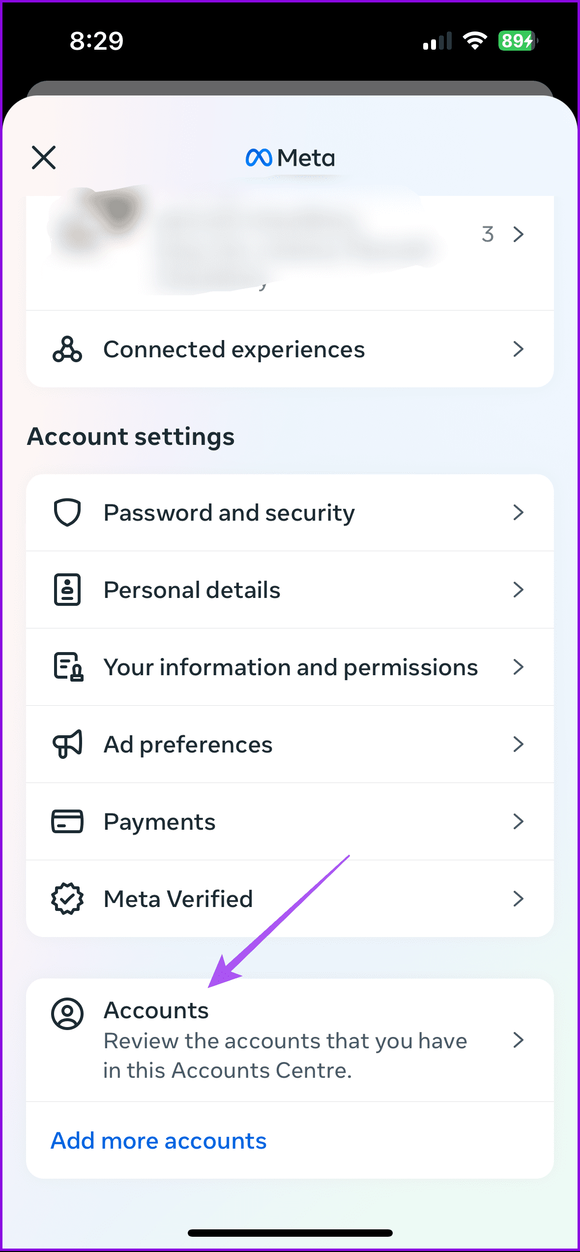 accounts settings instagram
