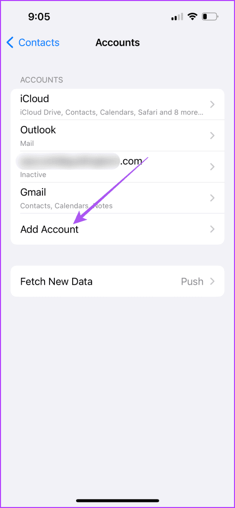 add account to contacts app iphone