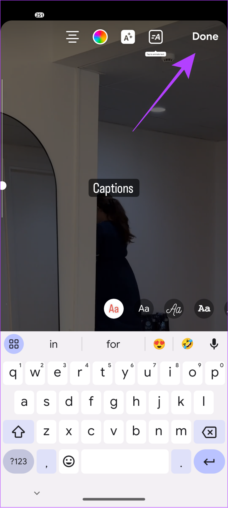add captions and tap done
