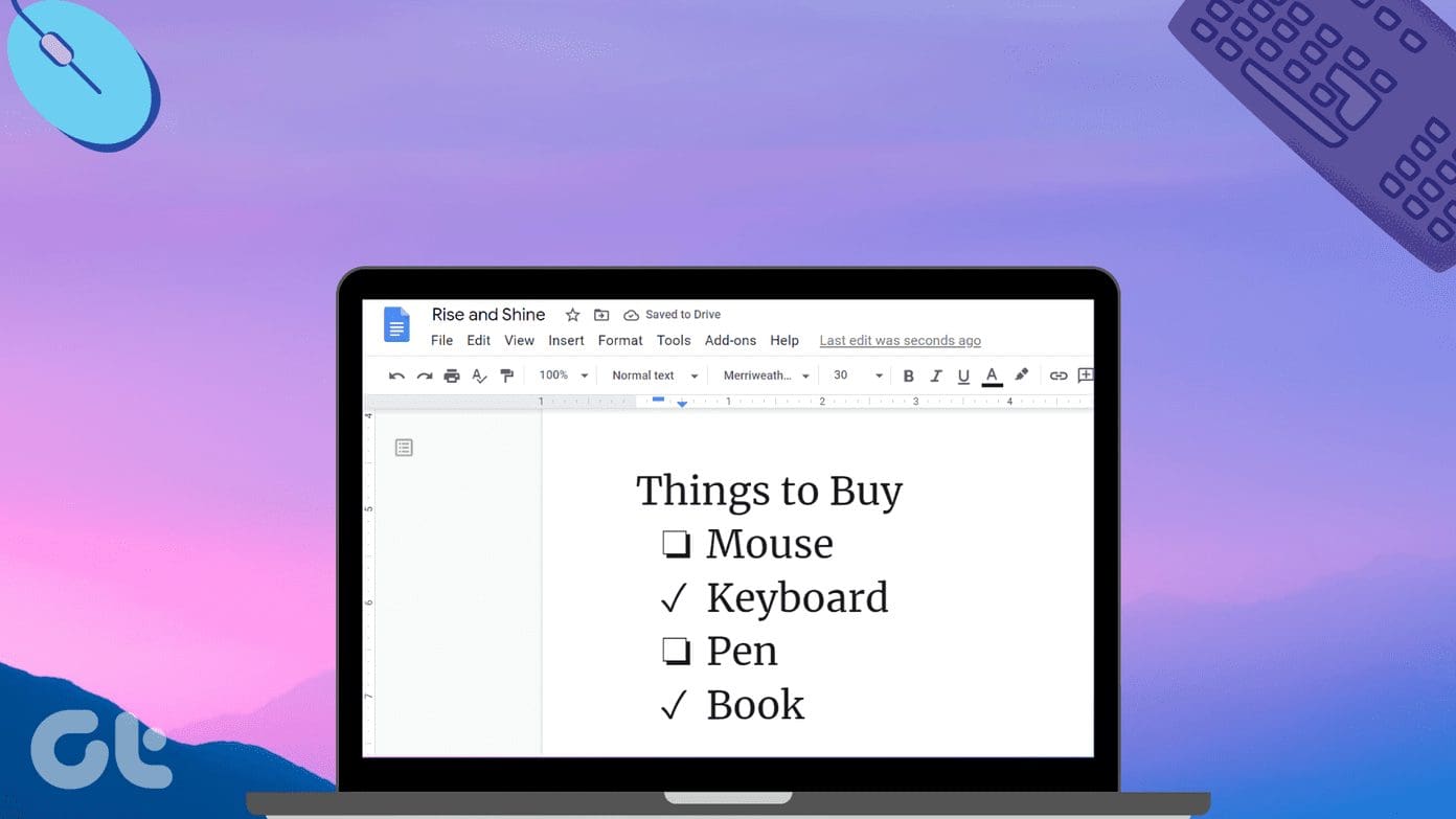 Add checkboxes in google docs fi