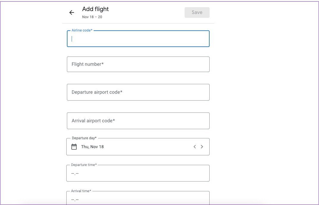 Add flight info google travel