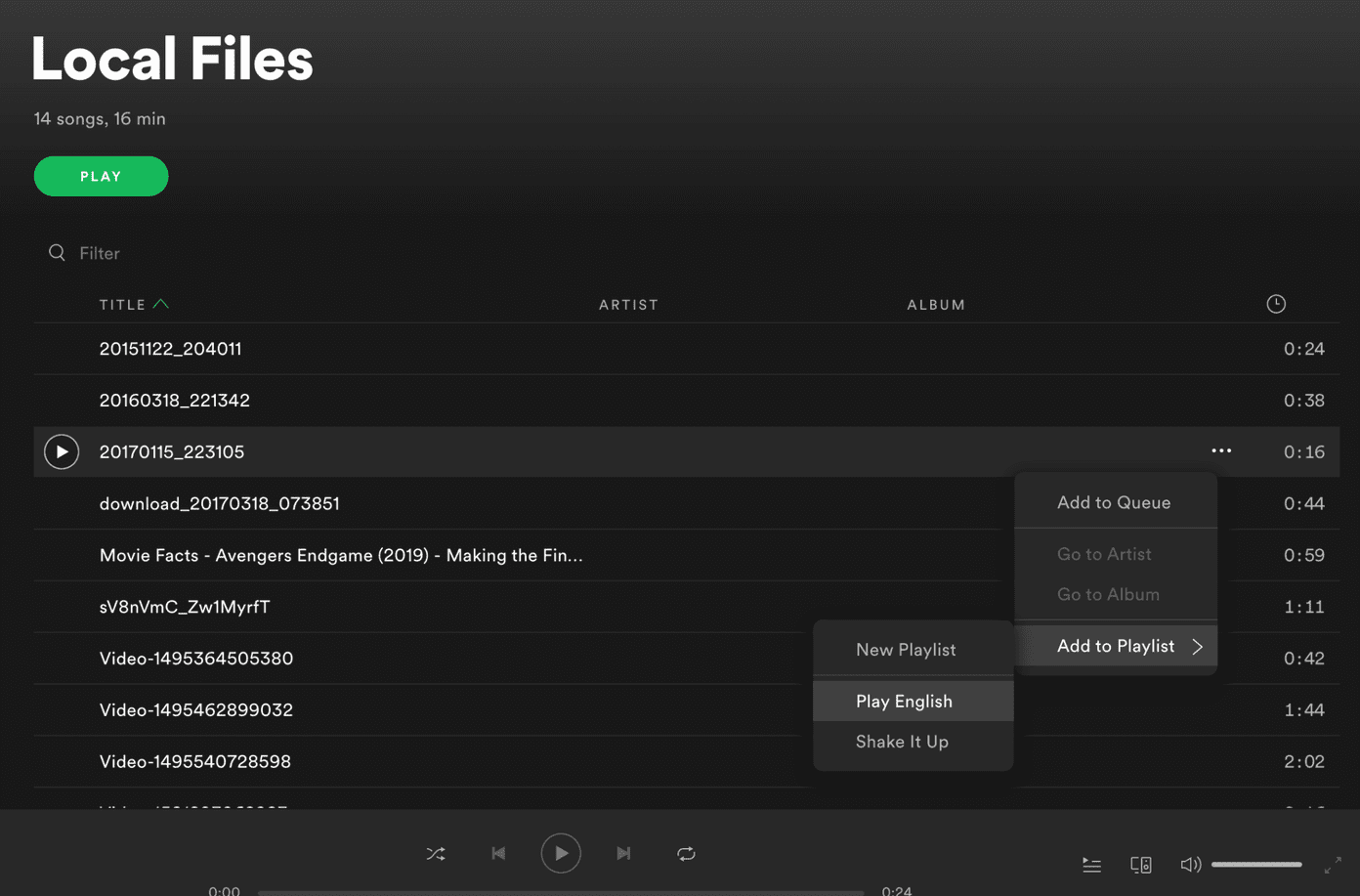 Add local files to playlist