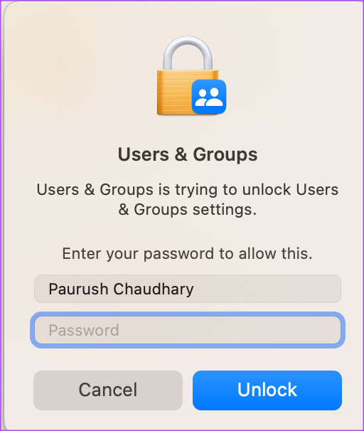 add passcode to add user account mac