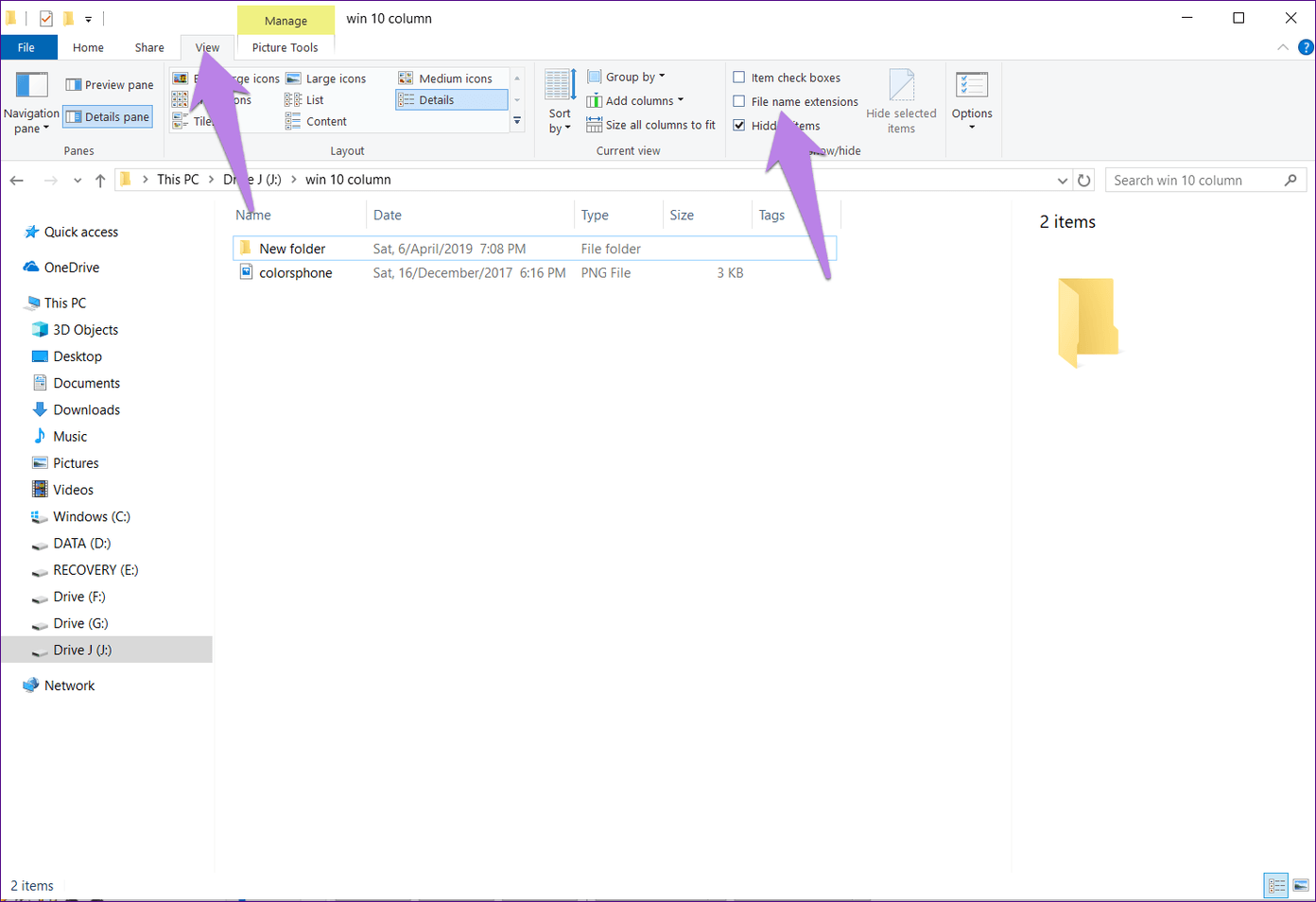 Add Permanent Column File Explorer 9