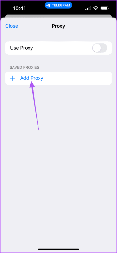 add proxy data telegram iPhone