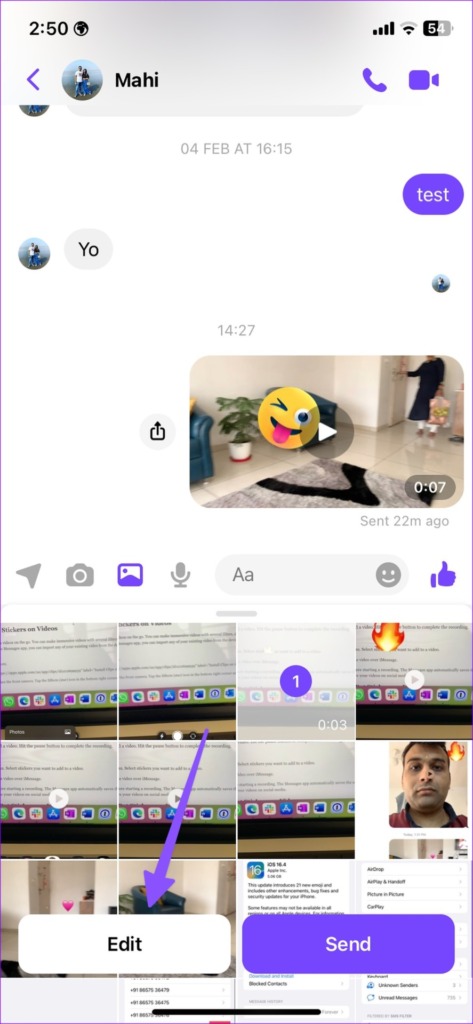 edit a video in messenger