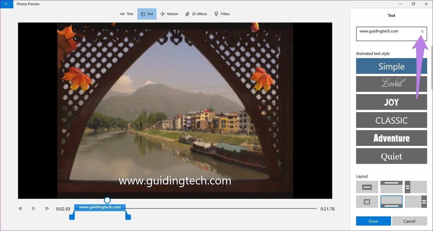 Add Text To Video In Microsoft Photos Video Editor 8