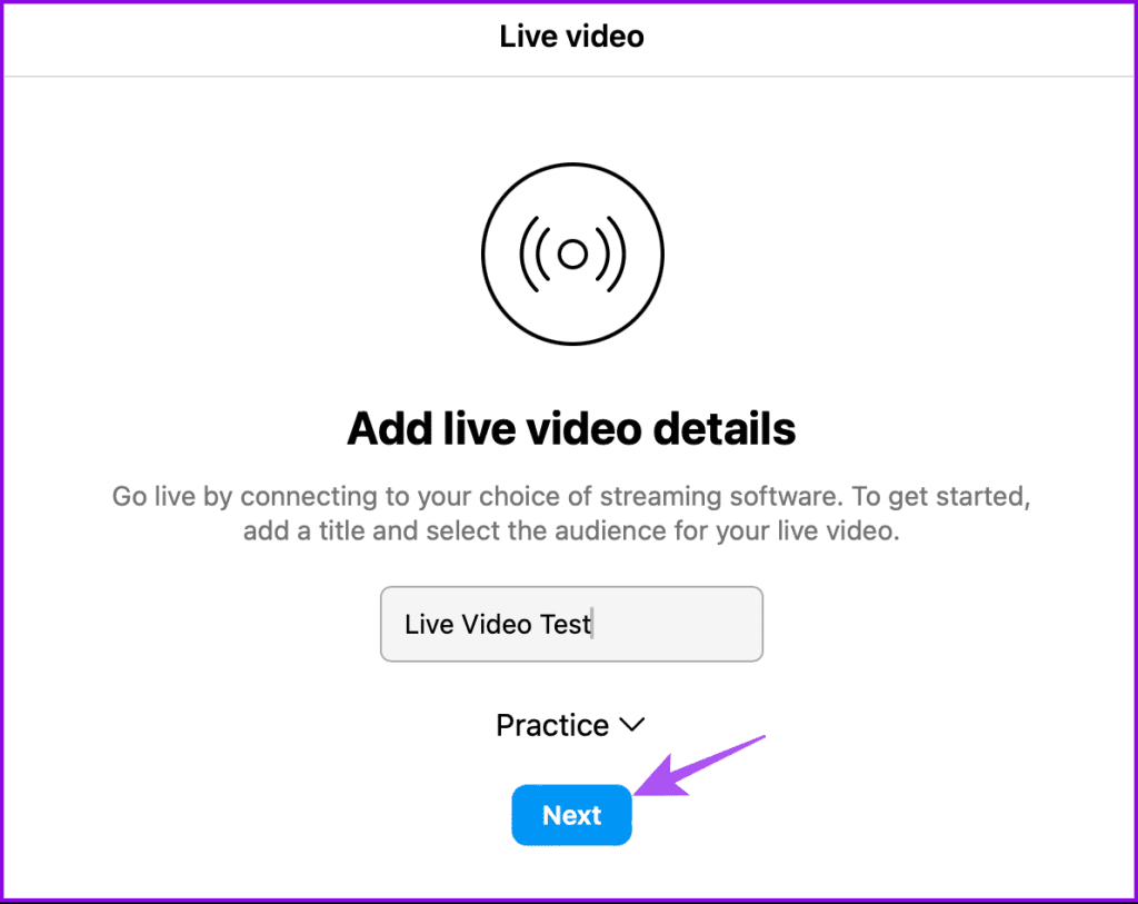 add title to live video instagram web