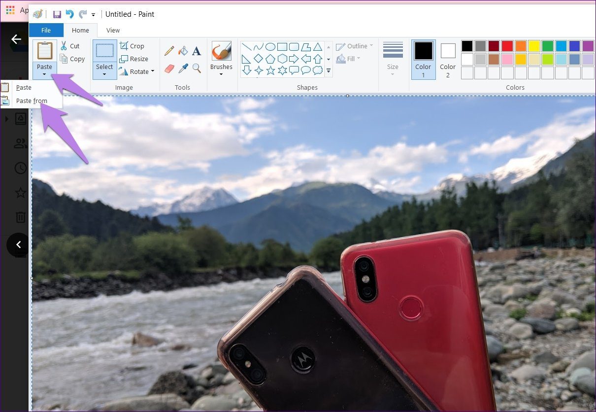Add transparent image over another picture in paint and paint 3d 2
