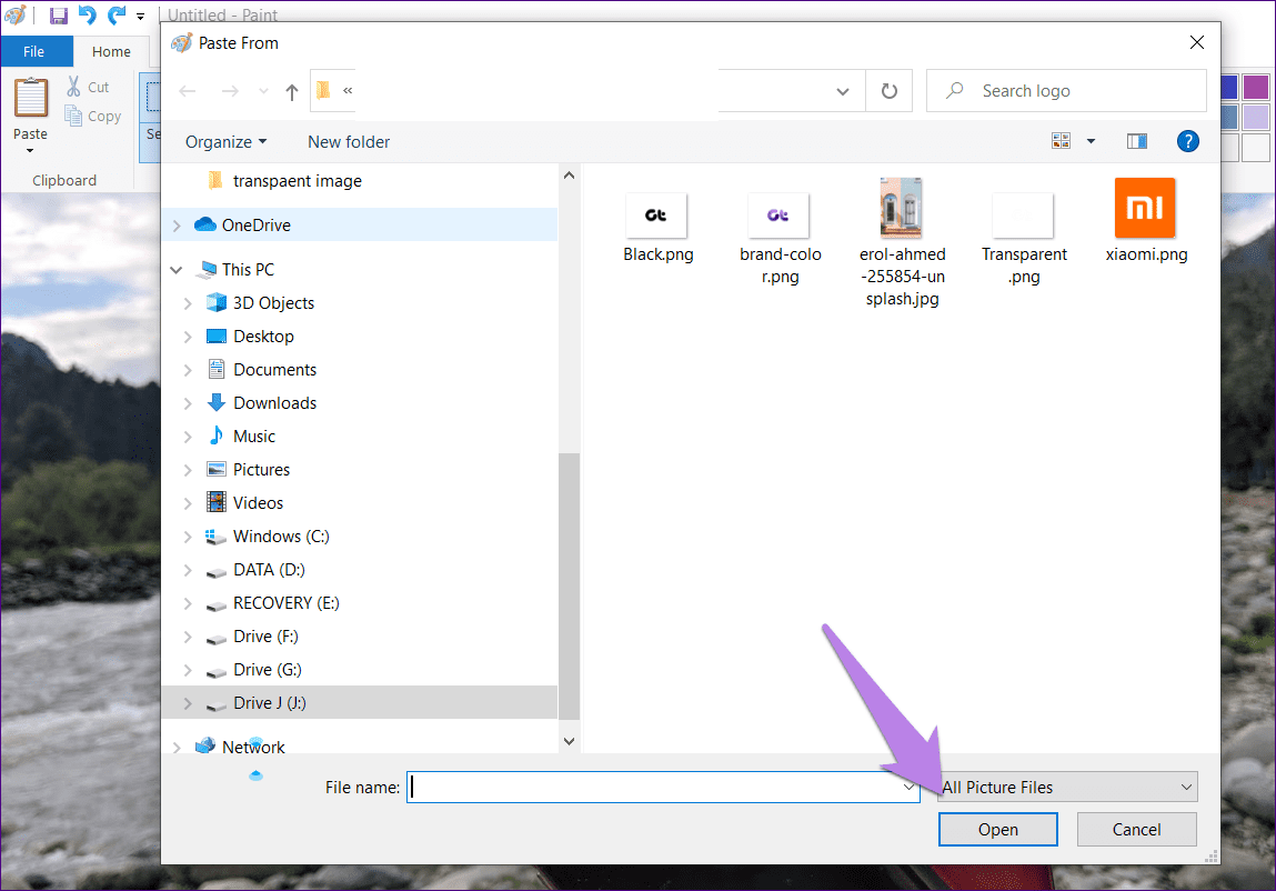 Add transparent image over another picture in paint and paint 3d 3